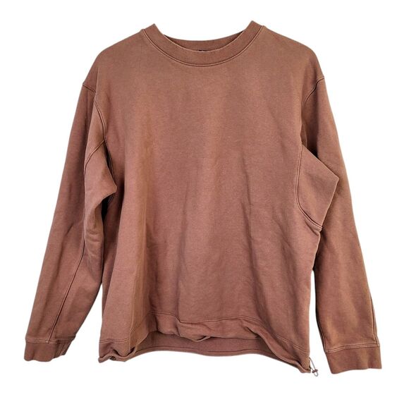 lululemon athletica Tops - Lululemon Sweatshirt  XL‎ Brown Cinch Waist Zip Pocket Crewneck Pullover
